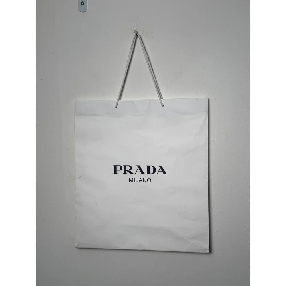 Prada Milano White Paper Shopping Bag Large Rope Handles 17.25x19 Gift Bag